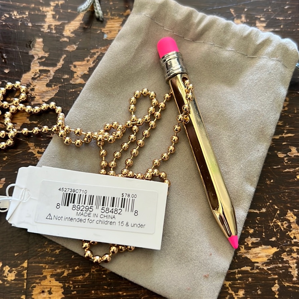 NWT Betsey Johnson Gold Pencil Necklace